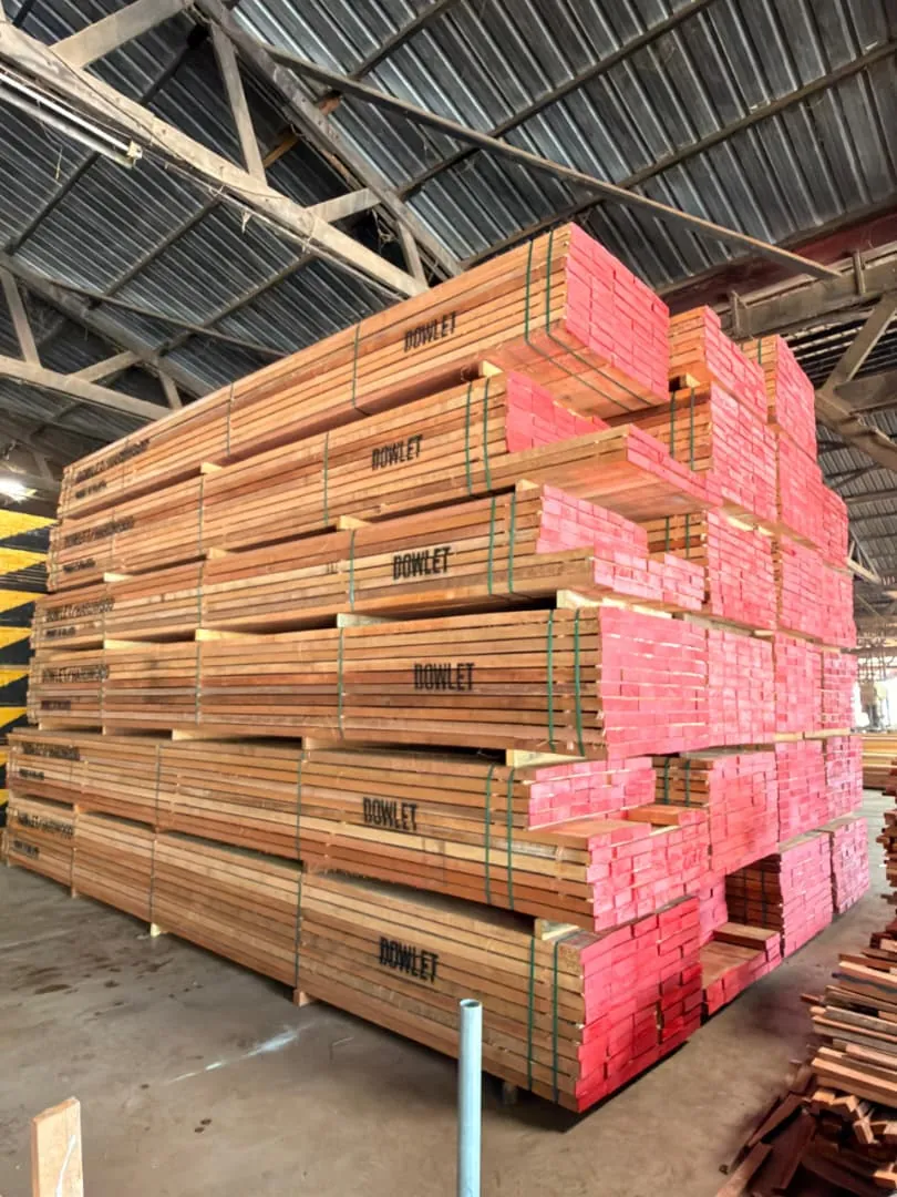 Stacked commercial sawn timber planks ready for export
